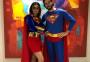 Fátima Bernardes e Túlio Gadêlha posam para fotos divertidas como Supergirl e Super-Homem