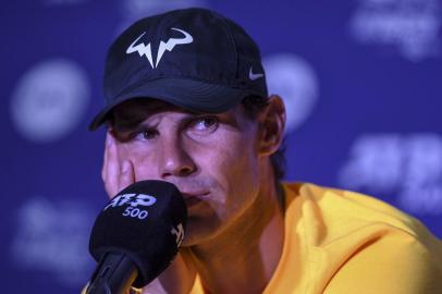  Spanish tennis player Rafael Nadal talks to the media during a press conference in the Mexico ATP 500 Tennis Open in Acapulco, Guerrero State, Mexico, on February 25, 2019. (Photo by PEDRO PARDO / AFP)Editoria: SPOLocal: AcapulcoIndexador: PEDRO PARDOSecao: tennisFonte: AFPFotógrafo: STF