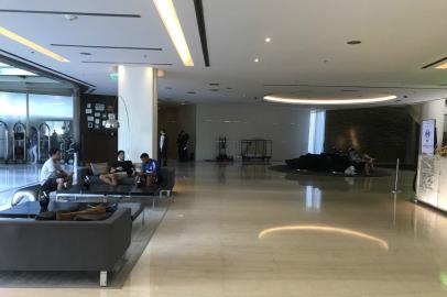 Movimentação tranquila no hotel do Grêmio