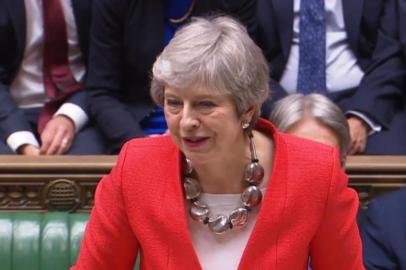 A video grab from footage broadcast by the UK Parliaments Parliamentary Recording Unit (PRU) shows Britains Prime Minister Theresa May speaking to the house after losing the second meaningful vote on the governments Brexit deal, in the House of Commons in London on March 12, 2019. (Photo by - / various sources / AFP) / RESTRICTED TO EDITORIAL USE - MANDATORY CREDIT  AFP PHOTO / PRU  - NO USE FOR ENTERTAINMENT, SATIRICAL, MARKETING OR ADVERTISING CAMPAIGNS