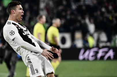 Cristiano Ronaldo durante comemoração da Juventus sobre o Atlético de Madrid pela Liga dos Campeões