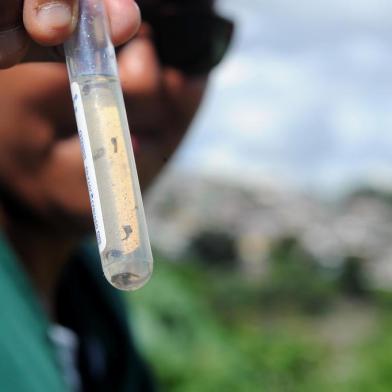  CAXIAS DO SUL, RS, BRASIL 06/03/2017A Vigilância Ambiental já identificou sete focos de mosquitos Aedes aegypti em menos de três semanas na Zona Norte de Caxias do Sul. Os agentes Cassiana da Silva e Marcos Vasconcellos fiscalizam a rua das Arapongas no bairro Canuon em Caxias do Sul. (Felipe Nyland/Agência RBS)