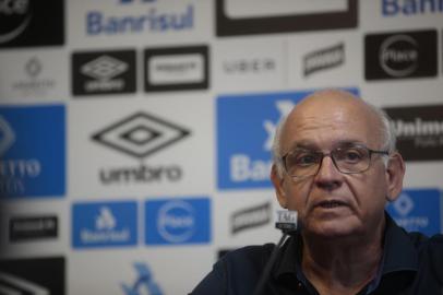  PORTO ALEGRE, RS, BRASIL, 29-11-2018. Em coletiva no CT Luiz Carvalho, Romildo Bolzan e Duda Kroeff anunciam confirmaçao de Renato Gaúcho no Grêmio. (ANDRÉ ÁVILA/Agência RBS_