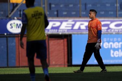  CAXIAS DO SUL, RS, BRASIL, 14/03/2019 - Equipe da Ser Caxias treina sob comando do técnico Pingo. NA FOTO: goleiro Lee. (Marcelo Casagrande/Agência RBS)