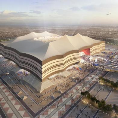 A rendered look at Al Bayt stadium no Qatar Catar