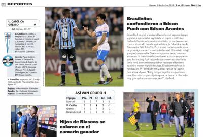 Las Ultimas Noticias, Grêmio, Universidad Católica