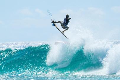 QUEENSLAND, AUSTRALIA - APRIL 8: Italo Ferreira of Brazil advances to the final of the 2019 Quiksilver Pro Gold Coast after winning Semi Final Heat 2 at Duranbah Beach on April 8, 2019 in Queensland, Australia.