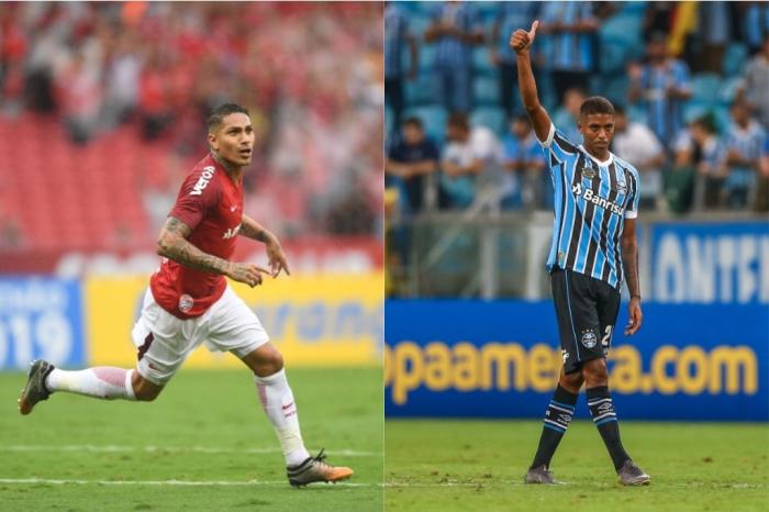 Montagem sobre fotos / Ricardo Duarte/Inter/Divulgação e Lucas Uebel/Grêmio/Divulgação