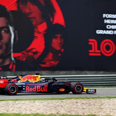 SHANGHAI, CHINA - APRIL 12: Max Verstappen of the Netherlands driving the (33) Aston Martin Red Bull Racing RB15 on track during practice for the F1 F-1 Grand Prix of China GP 1000 at Shanghai International Circuit on April 12, 2019 in Shanghai, China. (Photo by Dan Istitene/Getty Images)