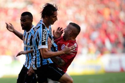  PORTO ALEGRE, RS, BRASIL, 14.04.2019. Inter e Grêmio se enfrentam no Beira-Rio em primeira partida pela final do Campeonato Gaúcho 2019. Clássico é o Gre-Nal de número 419.(Foto: Marco Favero / Agencia RBS)Indexador: Felix Zucco