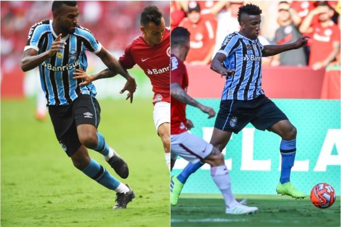 Montagem sobre fotos / Ricardo Duarte/Inter/Divulgação e Lucas Uebel/Grêmio/Divulgação