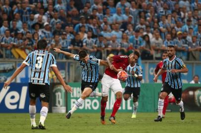  PORTO ALEGRE, RS, BRASIL, 17.04.2019. Inter e Grêmio se enfrentam na Arena pela final do Campeonato Gaúcho 2019. Clássico é o Gre-Nal de número 420.(FOTOGRAFO: JEFFERSON BOTEGA / AGENCIA RBS)Indexador: Jeff Botega