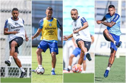 Volantes do Grêmio, da esquerda para a direita: Michel, Rômulo, Thaciano e Montoya