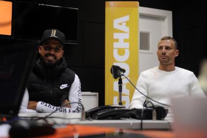  CAXIAS DO SUL, RS, BRASIL, 30/04/2019 - Show dos esportes na Gaúcha Serra com os jogadores do esportivo, o meia Diego Torres,  e  Cleiton, zagueiro. Apresentação de Eduardo costa e Cristiano Daros. (Marcelo Casagrande/Agência RBS)