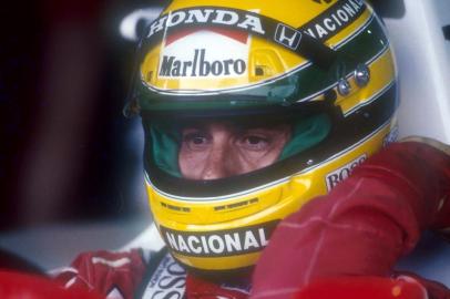  Piloto de fórmula 1 Ayrton Senna. Foto de Março de 1990