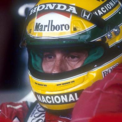  Piloto de fórmula 1 Ayrton Senna. Foto de Março de 1990