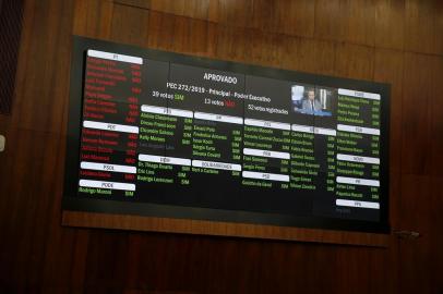  PORTO ALEGRE, RS, BRASIL, 07.05.2019. Aprovada, em segundo turno, por 39 votos favoráveis e 13 contrários, a PEC 272/2019 que retira da Constituição Estadual a exigência de plebiscito para a venda da CEEE, CRM e Sulgás.FOTO: ROBINSON ESTRASULAS/AGÊNCIA RBS