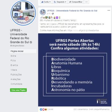 Reprodução de página do Facebook Ufrgs Notícias