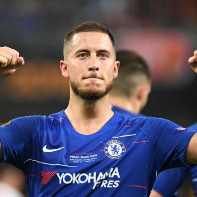  Chelseas Belgian midfielder Eden Hazard  celebrates after celebrates after scoring a goal during the UEFA Europa League final football match between Chelsea FC and Arsenal FC at the Baku Olympic Stadium in Baku, Azerbaijian, on May 29, 2019. (Photo by OZAN KOSE / AFP)Editoria: SPOLocal: BakuIndexador: OZAN KOSESecao: soccerFonte: AFPFotógrafo: STF