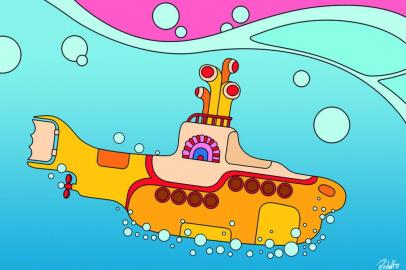 Arte produzida pelo ilustrador Rodolfo Guimarães para matéria sobre o Concerto da Primavera em comemoração aos 50 anos do Yellow Submarine, dos Beatles.