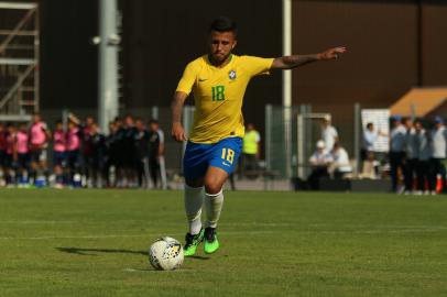 Brasil venceu o Japão nos pênaltis por 5 a 4, após empate em 1 a 1 no tempo normal, e conquistou o Torneio Maurice Revello (antigo Torneio de Toulon) de forma invicta. Na foto, Matheus Henrique, do Grêmio. Foto: Fernando Torres / CBF