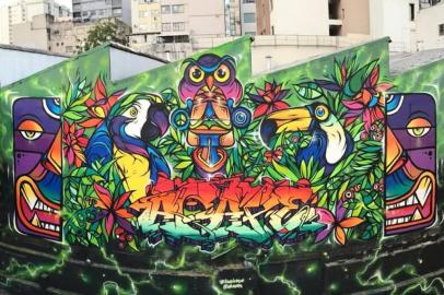 Mural grafitado de 280 metros quadrados é inaugurado em Caxias do Sul