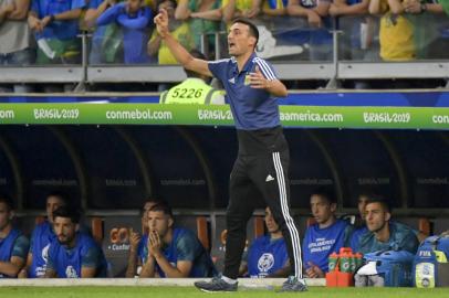 Técnico da Argentina, Lionel Scaloni, durante semifinal da Copa América, contra o Brasil