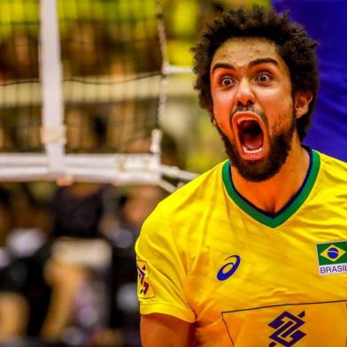  O levantador gaúcho Fernando Kreling, da seleção brasileira, em ação pela Liga das Nações de vôlei