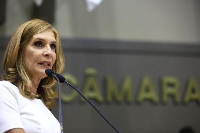  PORTO ALEGRE, RS, BRASIL, 03-01-2019: Vereadora Monica Leal toma posse como presidente da Câmara de Vereadores de Porto Alegre. (Foto: Mateus Bruxel / Agência RBS)