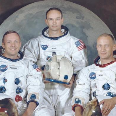 Tripulação da Apollo 11Da esquerda para a direita, Neil Armstrong, Michael Collins e Buzz Aldrin em 30 de março de 1969 no Centro Espacial Kennedy - NASA/AFP/Arquivos