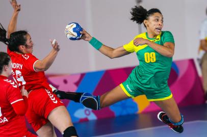 handebol feminino, nos Jogos Pan-Americamos Lima 2019. Local: Ginasio Polideportivo 1 da Villa Deportiva Nacional (Videna), em Lima, no Peru Data: 25.07.2019. Foto: Abelardo Mendes Jr/ rededoesporte.gov.br