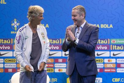  Presidente da CBF Rogério Caboclo apresenta a nova técnica da Seleção Feminina Pia SundhageIndexador: Lucas Figueiredo/CBF