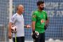  Brazils goalkeeper coach and former World Cup 1994 champion Claudio Taffarel (L) speaks with Brazils goalkeeper Alisson (R) during training session at the Yug Sport Stadium in Sochi, on July 3, 2018, ahead of the Russia 2018 World Cup quarter-final football match between Brazil and Belgium on July 6. / AFP PHOTO / NELSON ALMEIDAEditoria: SPOLocal: SochiIndexador: NELSON ALMEIDASecao: soccerFonte: AFPFotógrafo: STF