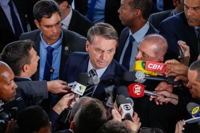 Data: 30/07/2019Cerimônia de troca da Grande Guarda Presidencial. Presidente da República, Jair Bolsonaro, durante entrevista coletiva.