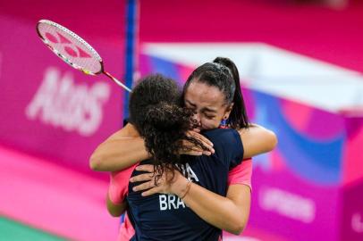  Fabiana Silva e Tamires dos Santos (Brasil) na competiÃ§Ã£o de duplas femininas do badminton nos Jogos Pan-Americanos Lima 2019. Local: Polidesportivo 3, em Videna, em Lima, no Peru. Data: 30.07.2019. Foto: Abelardo Mendes Jr/ rededoesporte.gov.br