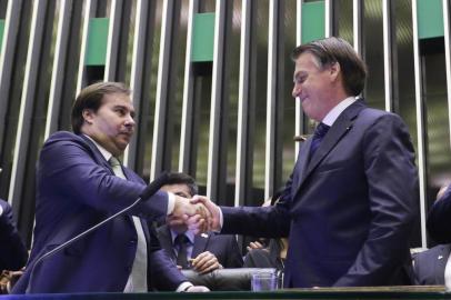 Homenagem ao Senhor Carlos Alberto de Nóbrega. Presidente da Câmara dos Deputados, dep. Rodrigo Maia (DEM-RJ) e Presidente da República Federativa do Brasil, Jair Bolsonaro. Foto: Michel Jesus/ Câmara dos Deputados