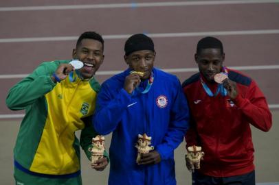  07.08.2019 - Jogos Pan-Americanos Lima 2019 - Lima (PER) - Paulo AndrÃ© de Oliveira, ganha medalha de prata, na prova dos 100m rasos, na pista de atletismo, em Videna..Foto:  Washington Alves/COBLocal: Lima