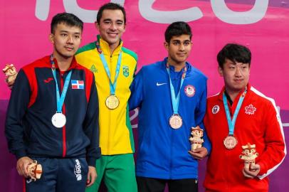  Hugo Calderano (Brasil), medalha de ouro no torneio de simples do tÃªnis de mesa nos Jogos Pan-Americanos Lima 2019. Data: 07.08.2019. CrÃ©dito obrigatÃ³rio: Abelardo Mendes Jr/ rededoesporte.gov.br