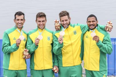  08.08.2019 - Jogos Pan-Americanos Lima 2019 - Lima (PER)  - Albufera Medio Mundo. Remo - 4 remos masculinos.na foto: A equipe brasileira ganhou a medalha de bronze. Foto: Wander Roberto/COBIndexador: Wander Roberto/COBFotógrafo: Wander Roberto/COB