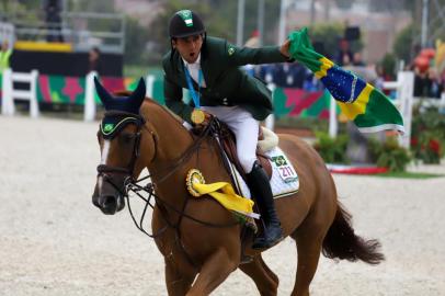  09.08.2019 - Jogos Pan-Americanos Lima 2019 - Lima (PER) - Escola de Equitacao do Exercito - Hipismo Saltos Final - Na foto: Marlon Zanotelli, medalha de ouro - Foto: Alexandre Castello Branco/COBIndexador: Alexandre Castello Branco/COBFotógrafo: Alexandre Castello Branco/COB