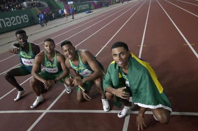  09.08.2019 - Jogos Pan-Americanos Lima 2019 - Lima (PER) - Vila Deportiva Nacional de Videna - Atletismo - Masculino - 4x100m Rasos - Final - Na foto: equipe do brasil vence a medalha de ouro - Foto: Alexandre Loureiro/COBIndexador: Alexandre Loureiro/COBFotógrafo: Alexandre Loureiro/COB