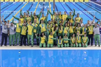  10.08.2019 - Jogos Panamericanos Lima 2019 - Lima (PER)  - VIDENA - NataÃ§Ã£o - .na foto: NataÃ§Ã£o celebra 30 medalhas nos jogos Pan-americanos de Lima 2019.Foto: Â©Wander Roberto/COBIndexador: Wander Roberto/COBFotógrafo: Wander Roberto/COB