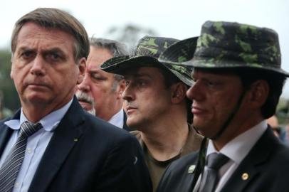  BARRA DO RIBEIRO, RS, BRASIL - 12/08/2019 - Presidente Jair Bolsonaro durante a coletiva.(FOTOGRAFO: FERNANDO GOMES / AGENCIA RBS)