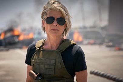 Linda Hamilton em Exterminador do Futuropara coluna de Claudia Tajes