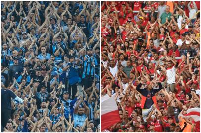 Montagem torcidas do Grêmio e do Inter - Gre-Nal