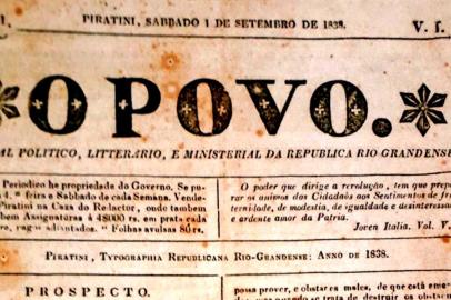  Jornal O Povo, Piratini:1838-1839 e Caçapava:1839-1840.