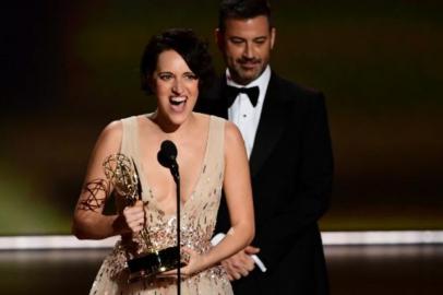 British actress Phoebe Waller-Bridge accepts the Outstanding Lead Actress in a Comedy Series award for "Fleabag" onstage during the 71st Emmy Awards at the Microsoft Theatre in Los Angeles on September 22, 2019. (Photo by Frederic J. BROWN / AFP)