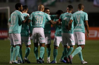  O jogador Willian, da SE Palmeiras, comemora seu gol contra a equipe do CSA, durante partida válida pela vigésima primeira rodada, do Campeonato Brasileiro, Série A, no Estádio do Pacaembu.Indexador: Cesar Greco