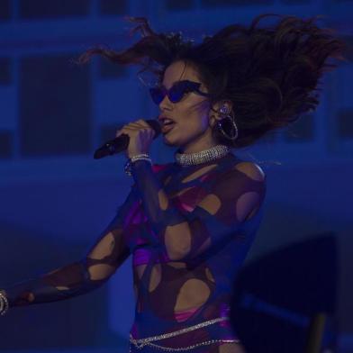 Brazilian singer Anitta performs on the main stage during the Rock in Rio festival at the Olympic Park in Rio de Janeiro, Brazil, on October 5, 2019. - The week-long Rock in Rio festival started September 27, with international stars as headliners, over 700,000 spectators and social actions including the preservation of the Amazon. (Photo by Mauro PIMENTEL / AFP)