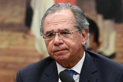  Brazilian Economy Minister Paulo Guedes gestures during a session of the Commission of Constitution and Justice to discuss the pension reform bill at the National Congress in Brasilia, on April 3, 2019. - President Jair Bolsonaro is struggling to push his signature pension reform bill through Congress, triggering political chaos and contributing to recent sharp falls in Brazils main stock index. (Photo by EVARISTO SA / AFP)Editoria: POLLocal: BrasíliaIndexador: EVARISTO SASecao: politics (general)Fonte: AFPFotógrafo: STF